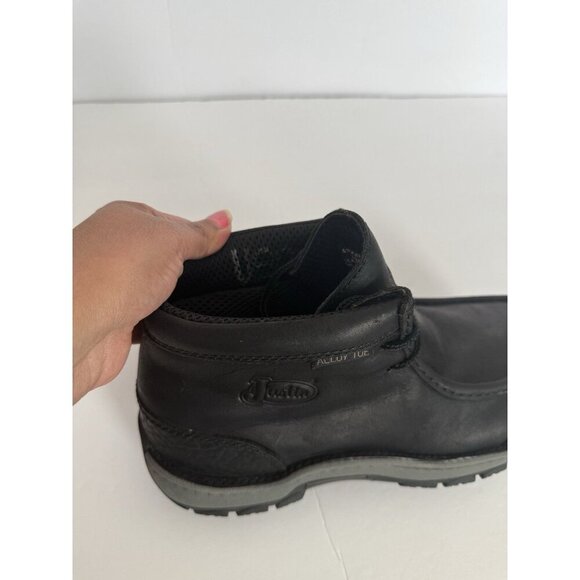 JUSTIN Men's 4" Size 10M Crafton Alloy Toe Work Boot Black SE250 NEW OrthoLite - Picture 16 of 16